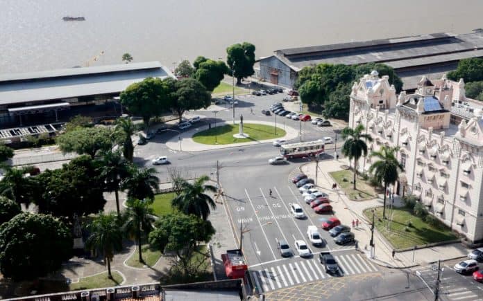 Fotografia área da Região Central de Belém, capital paraense